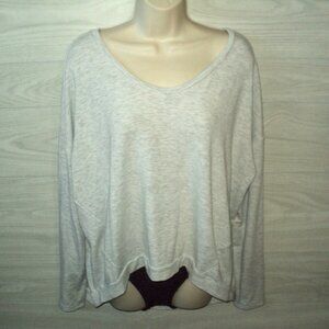 Old Navy Women's Top Size XL Heathered Light Gray Dropped Shoulders High-Low Hem
